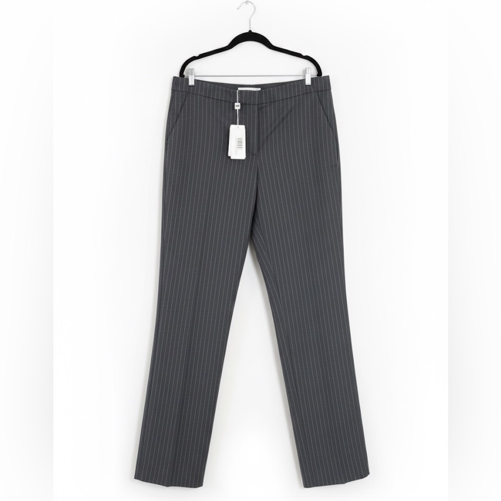 NWT• Armani Collezioni Gray Pinstripe Wool Trousers 16 Quiet Luxury Office